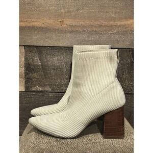Steven New York By Steve Madden Ankle Booties Women 8.5 Neta Cream Knit Excellen